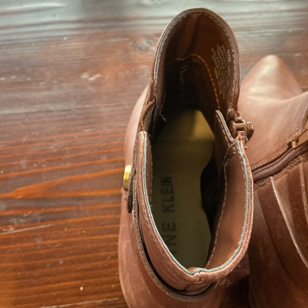 Anne‎ Klein AkChelsey Ankle Boots Womens 6.5M Brown Leather Equestrian 2.5" Heel - Picture 9 of 11